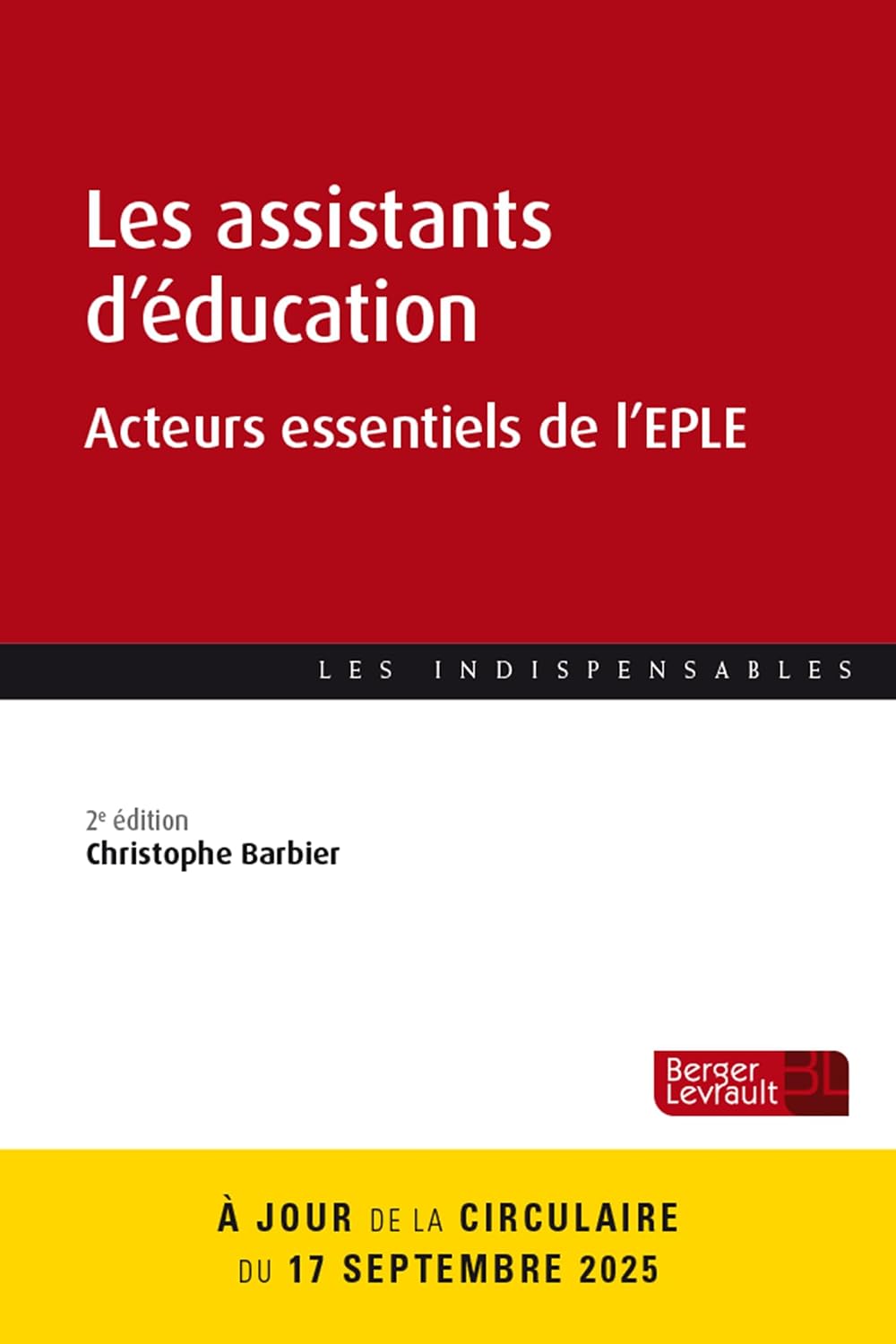 Couverture : Les assistants d'éducation, Berger-Levrault